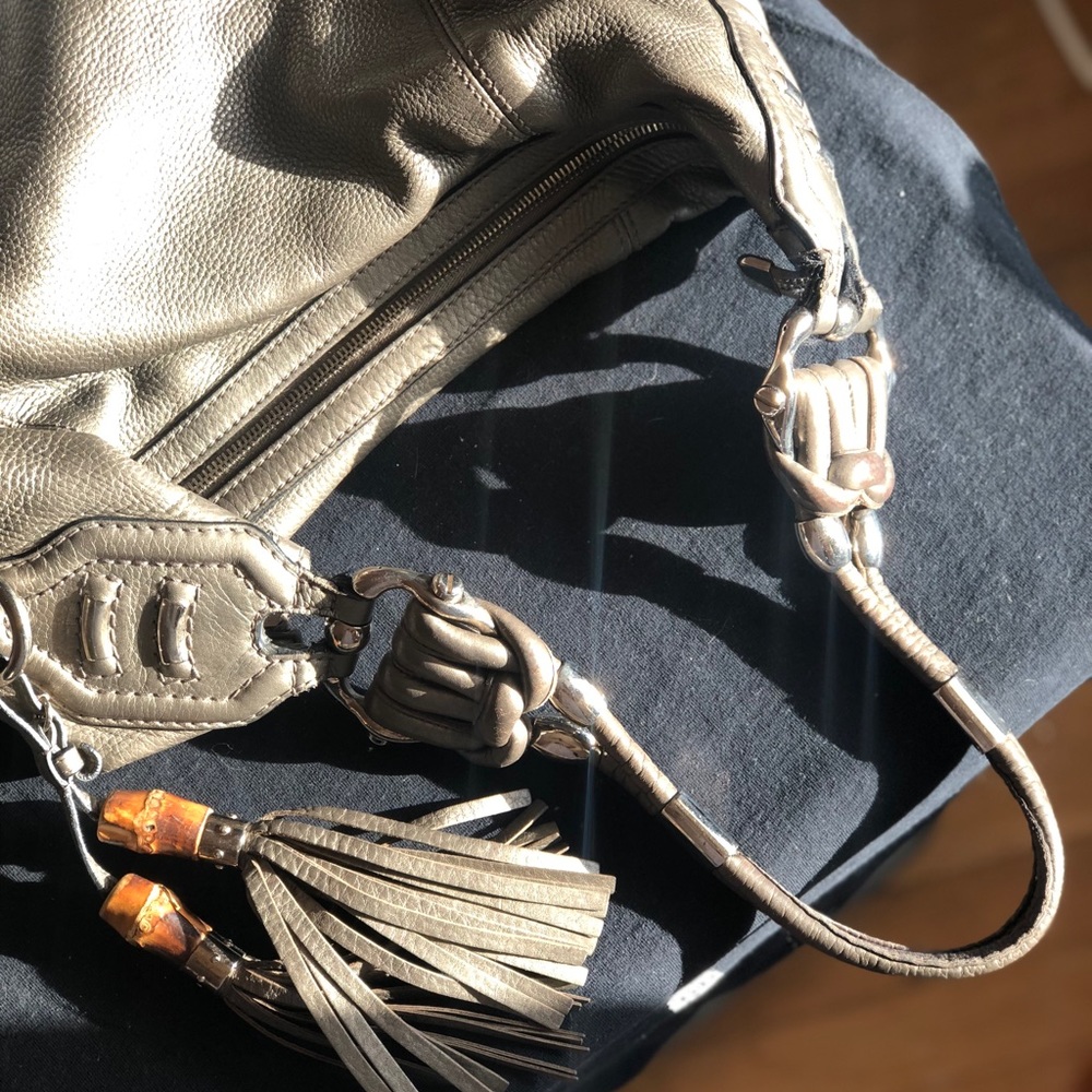 Gucci grey Natalie horse bit hobo, bamboo tassel. - Picture 2 of 7